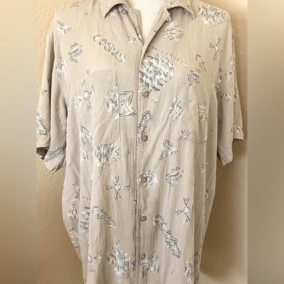 Mens Shirt vintage shirt short sleeves loose fit open collar soft rayon linen - Picture 3 of 10